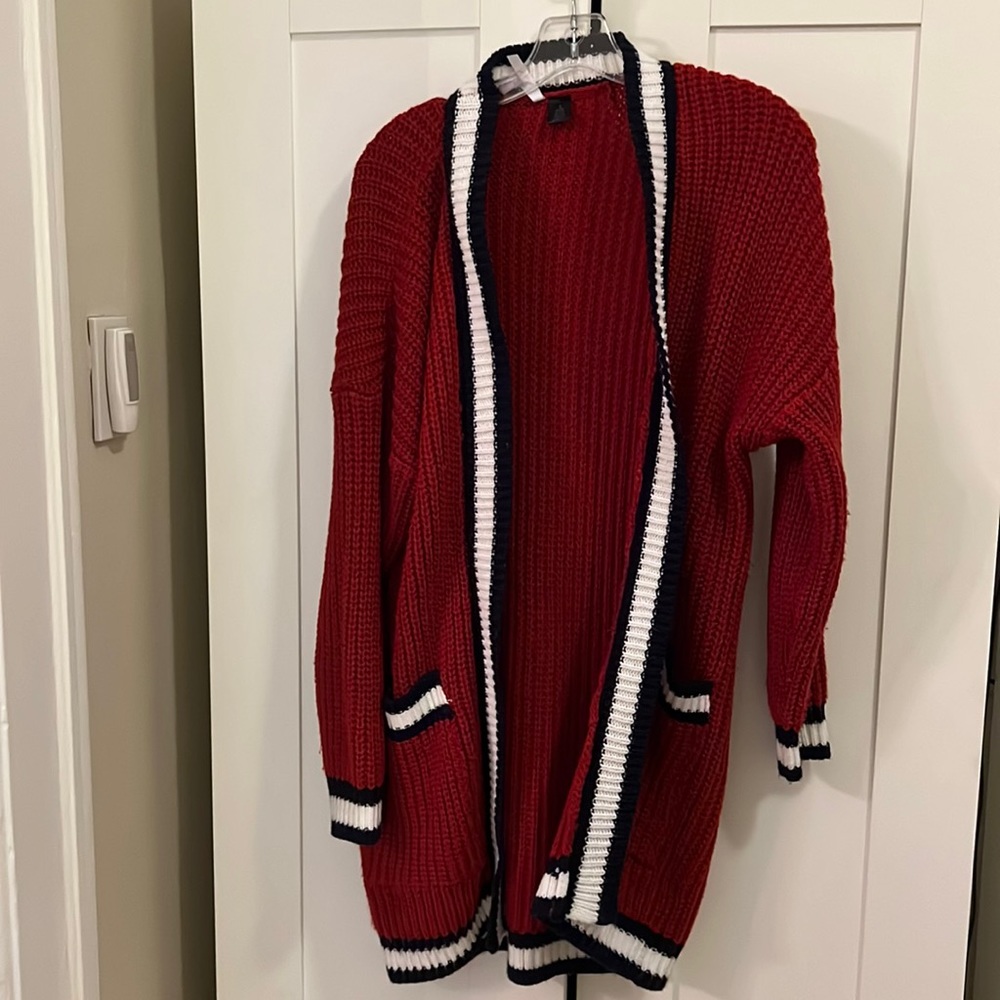 Cozy red cardigan!